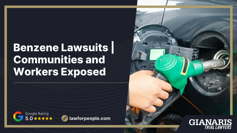 Benzene Lawsuits Communities and Workers Exposed; How are People Exposed to Benzene; Occupational Exposure_ Workers at Risk; Environmental Exposure to Benzene_ Communities at Risk; Health Effects Linked to Benzene Exposure; Types of Cancer Linked to Benzene Exposure; Non-Cancer Health Effects of Benzene Exposure; Do You Qualify for a Benzene Exposure Lawsuit; Evidence in Benzene Lawsuits; Potential Recoverable Damages in Benzene Lawsuits; Our Law Firm Has Successfully Represented Communities and Workers Exposed to Benzene; Gianaris Trial Lawyers_ Investigating Benzene Lawsuits for Workers and Communities