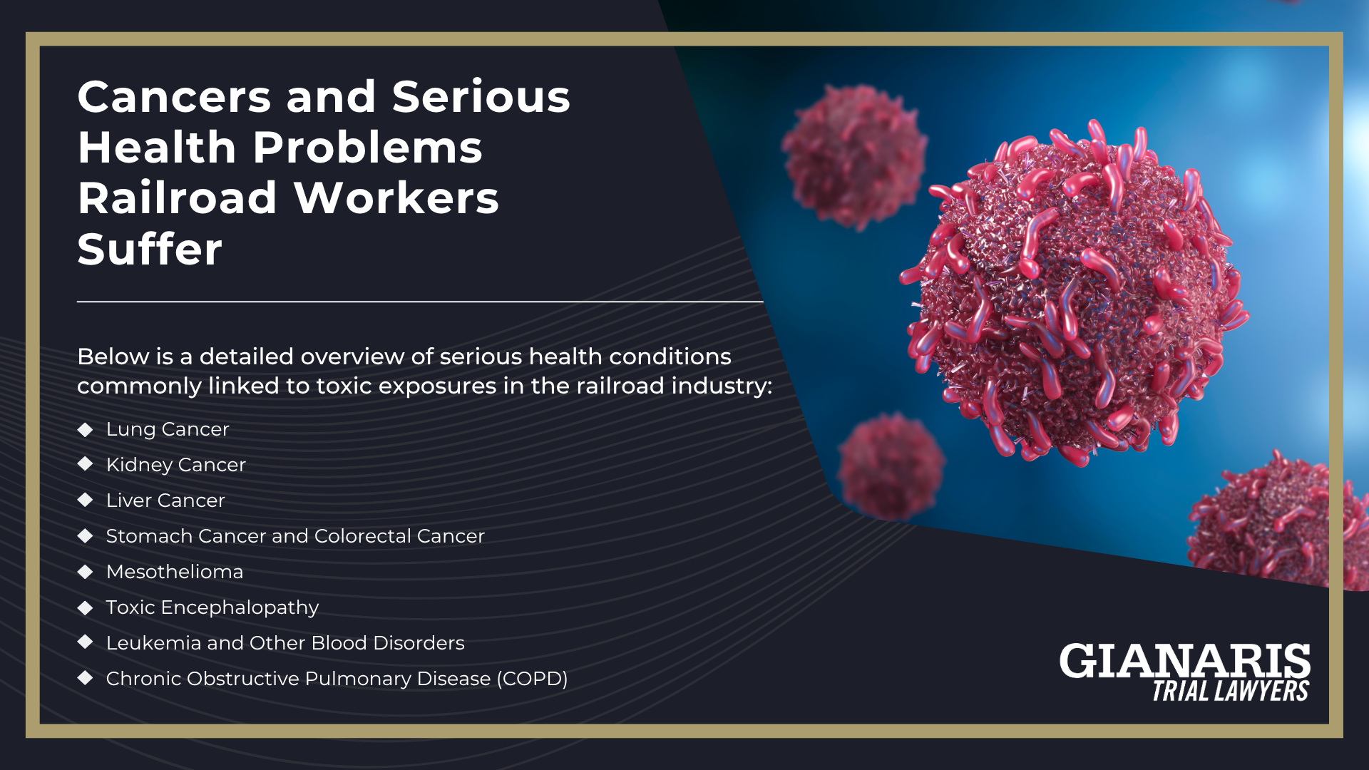 Types of Chemical Exposures in the Railroad Industry; Cancers and Serious Health Problems Railroad Workers Suffer; Cancers and Serious Health Problems Railroad Workers Suffer
