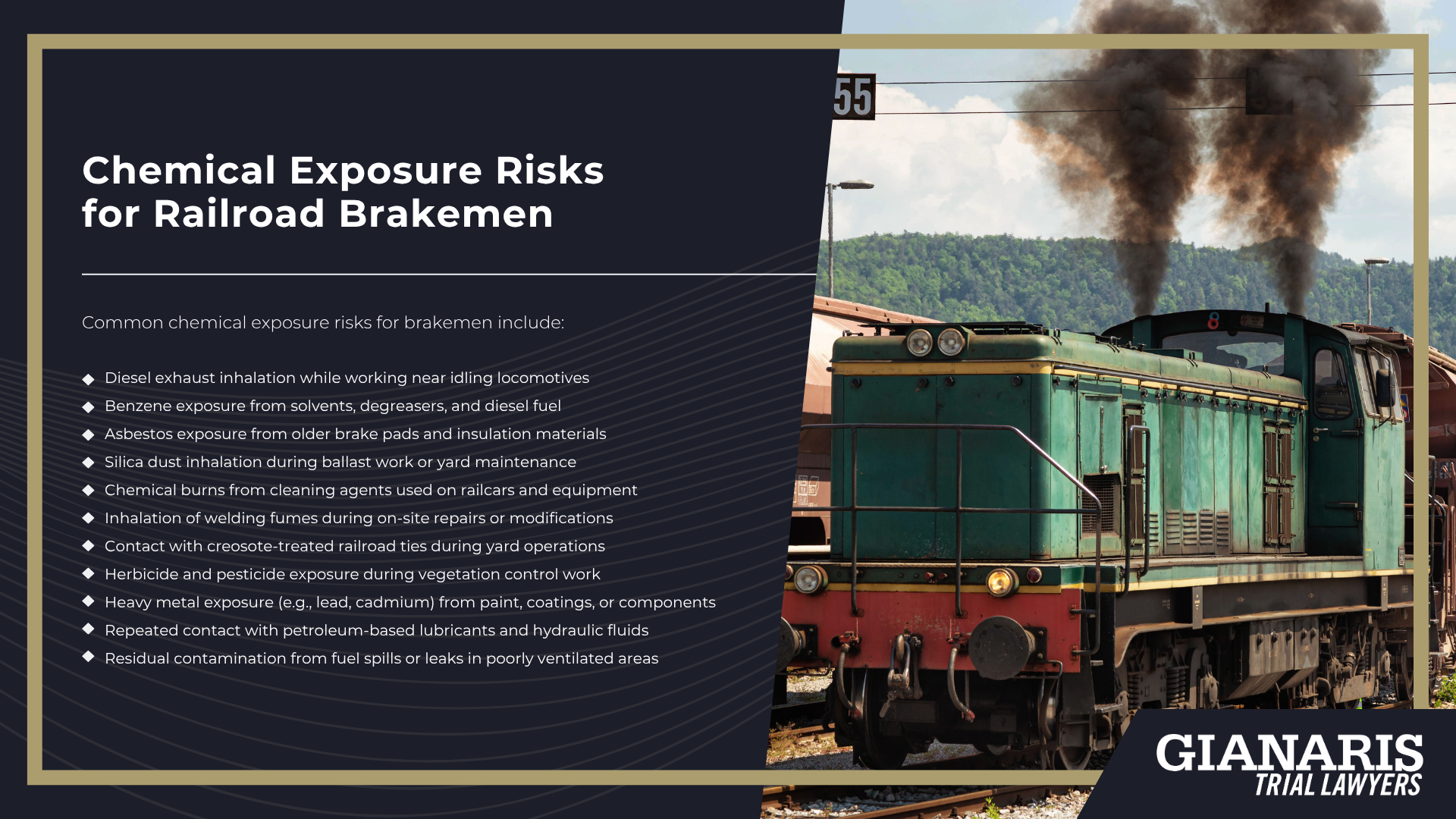 Physical Injury and Chemical Exposure Risks Faced by Railroad Brakemen; Physical Injury Risks for Railroad Brakemen; Chemical Exposure Risks for Railroad Carmen