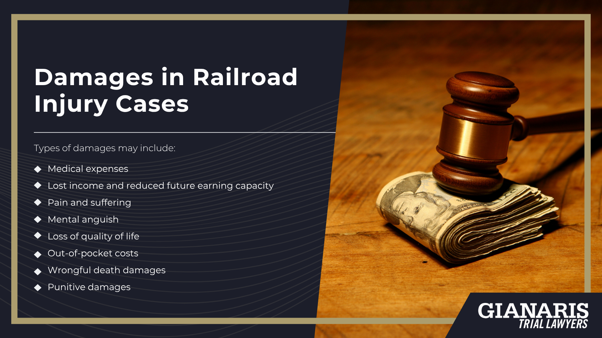 Types of Occupational Exposures on the Railroad Linked to Cancer Risk; How Much Does it Cost to Hire a Railroad Lawyer from Gianaris Trial Lawyers; FELA_ The Legal Process for On-The-Job Injury Claims in the Railroad Industry; Types of Injuries Covered Under FELA; What Railroad Workers Can File FELA Claims; Do You Qualify for a Railroad Injury Case?; Evidence That Injured Railroad Workers and Attorneys Can Collect; Damages in Railroad Injury Cases