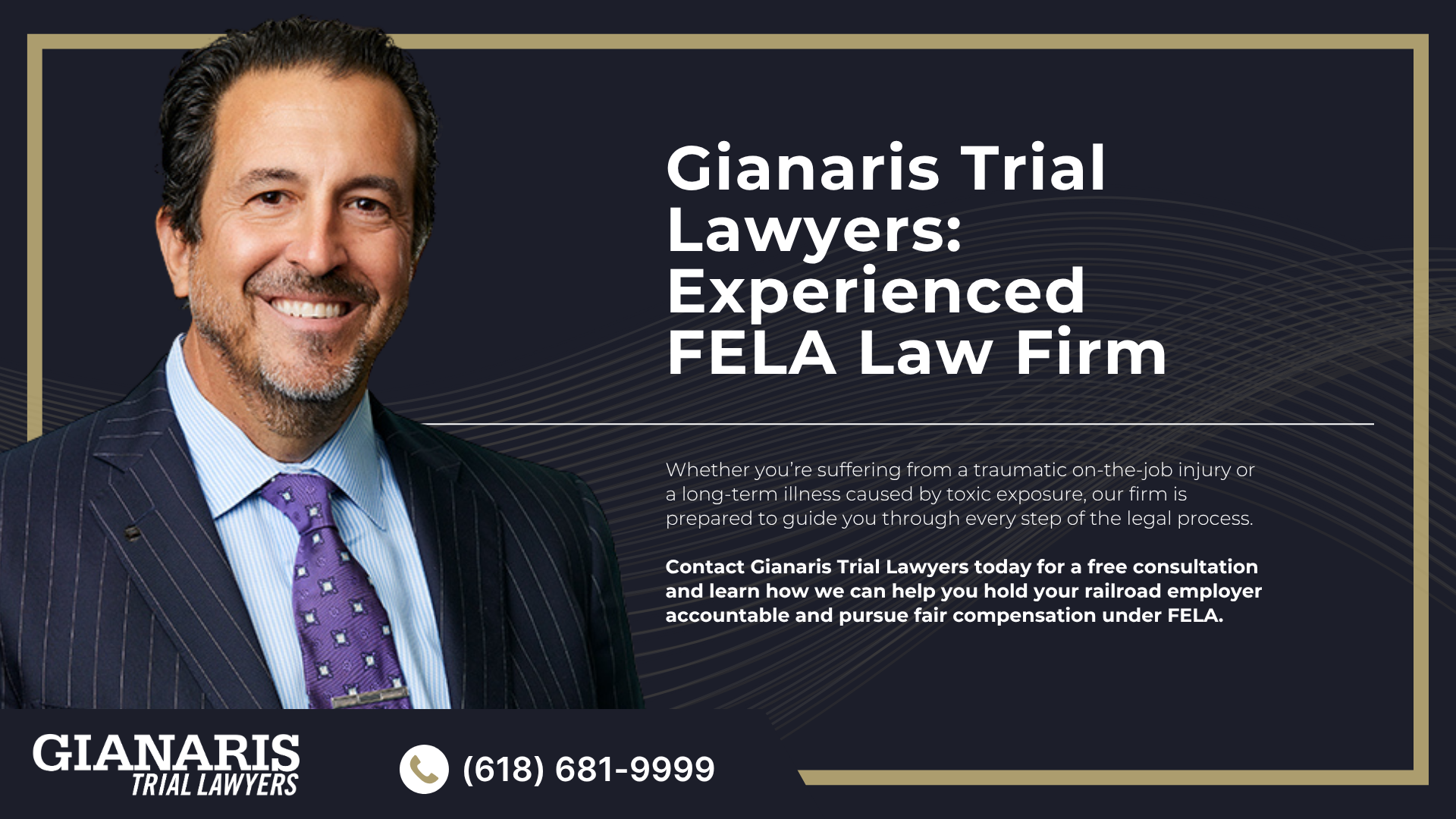 Meet Our Founder and Experienced FELA Attorney_ Ted Gianaris; Meet Our Founder and Experienced FELA Attorney_ Ted Gianaris (2); What is the Federal Employers Liability Act (FELA) and How Does it Benefit Injured Railroad Workers; What Injuries Qualify for FELA Claims; What Railroad Workers are Able to File Claims Under FELA?; Major Illinois Rail Yards and Locations Potentially Linked to Railroad Injuries; Do You Qualify for an Illinois FELA Claim; Gather Evidence for Your FELA Lawsuit; Damages in FELA Claims; Gianaris Trial Lawyers_ Experienced FELA Law Firm