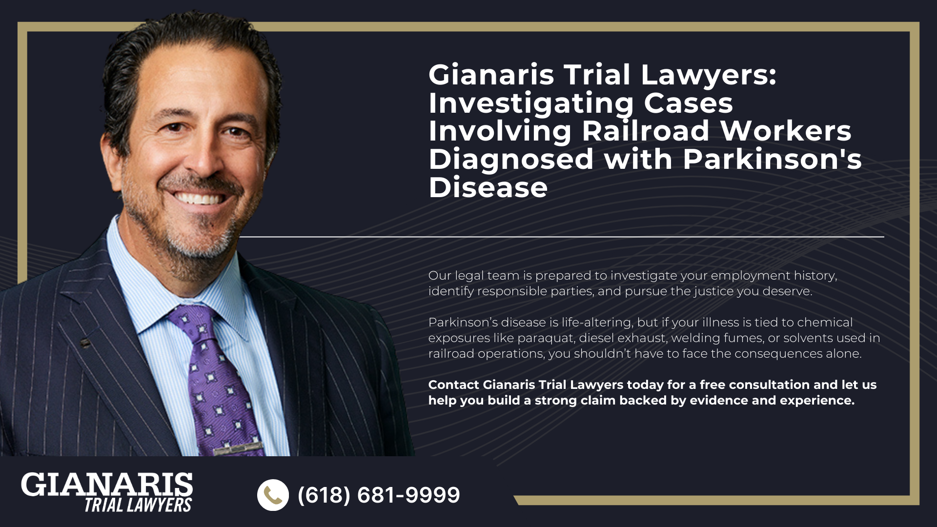 How is Parkinson's Disease Linked to the Railroad Industry; Railroad Workers Who Suffer from an Increased Risk of Parkinson’s Disease; About Parkinson's Disease; Symptoms and Complications of Parkinson’s Disease; Parkinson’s Disease Treatment; Parkinson’s Disease Treatment; Do You Qualify for a Railroad Parkinson's Disease Lawsuit; Gathering Evidence for Railroad Chemical Exposure Cases; Damages in Railroad Toxic Exposure Claims; Gianaris Trial Lawyers_ Investigating Cases Involving Railroad Workers Diagnosed with Parkinson's Disease