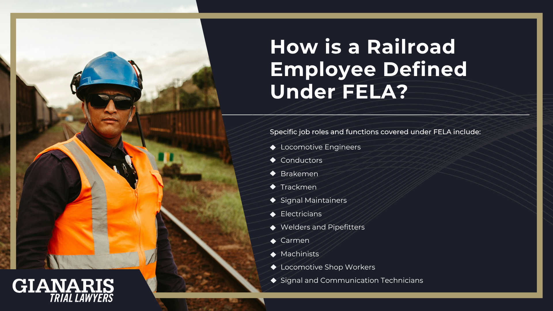 An Overview of the Federal Employers Liability Act (FELA); What Railroad Companies are Governed by the FELA Statute; The Legal Process for a Railroad Worker Injury Lawsuit Explained; What is a Railroad Claim Agent_ What Should I Do If One Contacts Me; How is a Railroad Employee Defined Under FELA