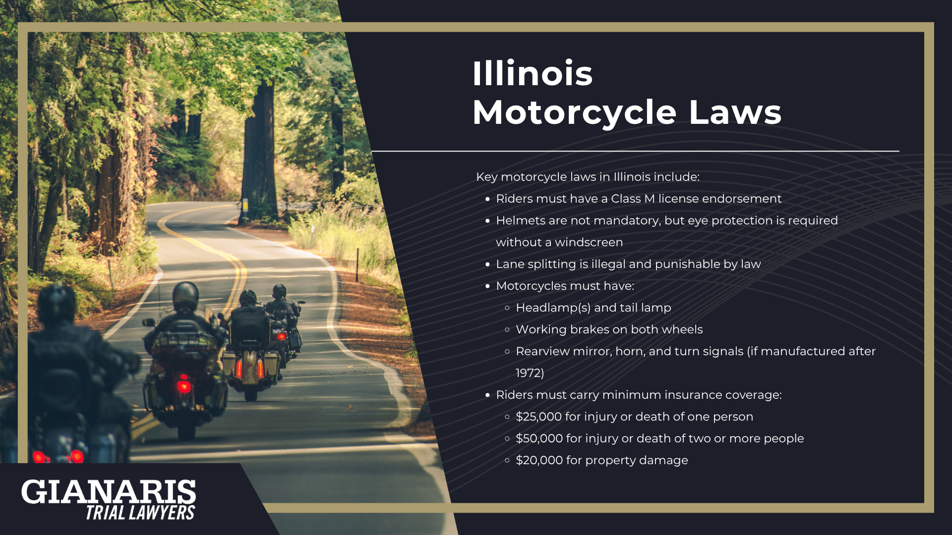 Need Help from an Experienced Motorcycle Accident Attorney? Meet Our Team; How Much Does it Cost to Hire a Motorcycle Accident Attorney from Gianaris Trial Lawyers; The Legal Process for a Motorcycle Accident Claim in Collinsville, IL; Gathering Evidence for a Motorcycle Accident Personal Injury Case; Types of Damages in Motorcycle Accident Cases; Illinois Motorcycle Laws