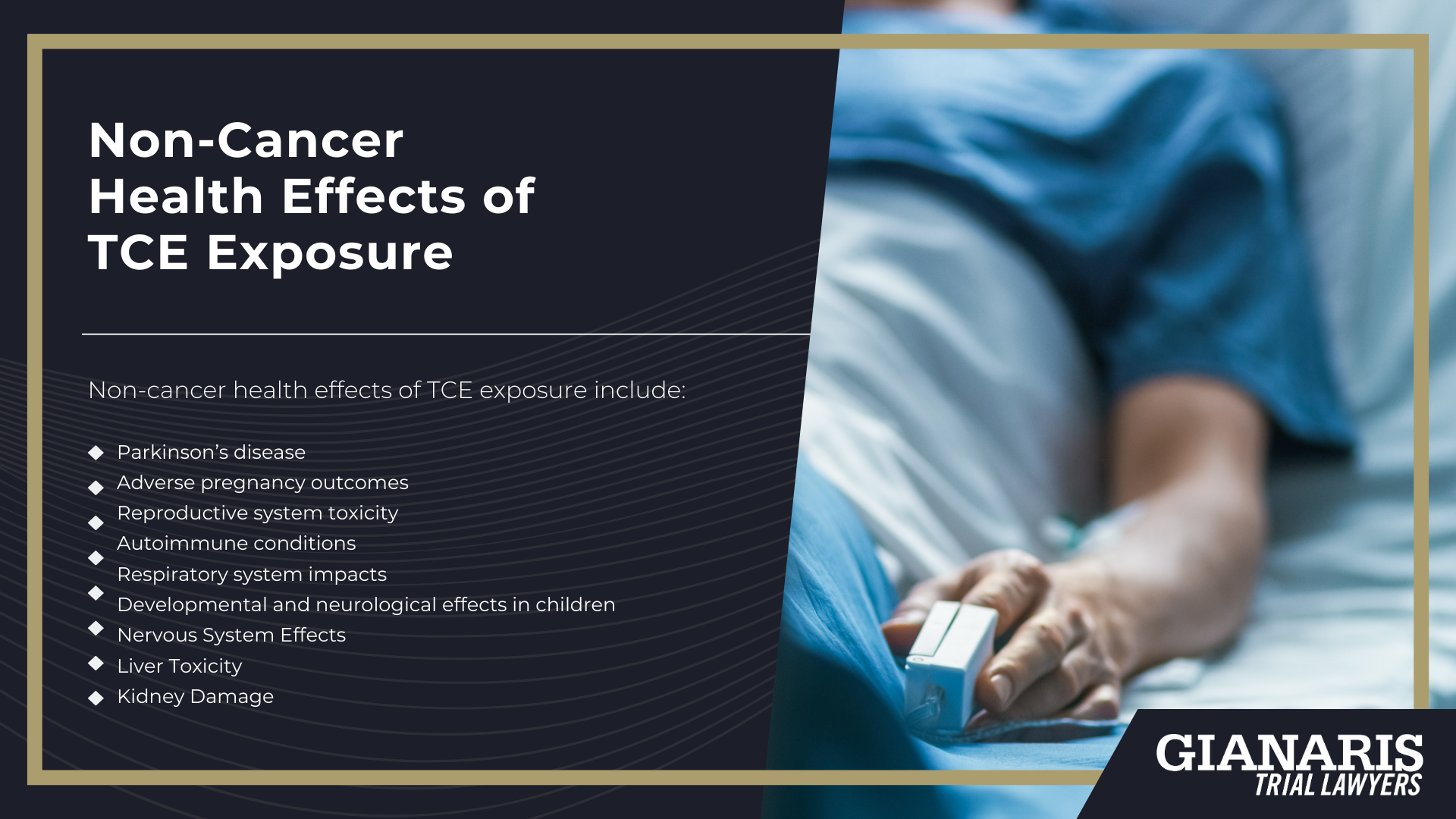 What is Trichloroethylene (TCE) and Where is it Used; How are People Exposed to TCE; Who is at Risk of Exposure to Trichloroethylene (TCE); Health Effects of Exposure to Trichloroethylene (TCE); Types of Cancer Linked to Trichloroethylene Exposure; Non-Cancer Health Effects of TCE Exposure