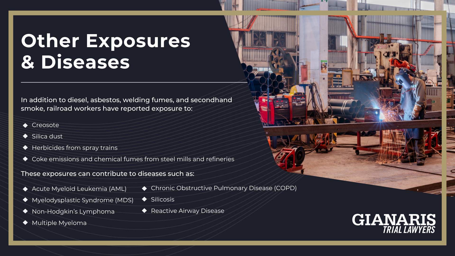 Diesel Exhaust, Locomotive Crews, Car Department & Track Workers; Diesel Exhaust & Cancer Risks; Asbestos Exposure in Locomotives, Car Shops & Track Work; Welding Fumes, Solvents & Car Department Cancer Risks; Other Exposures & Diseases
