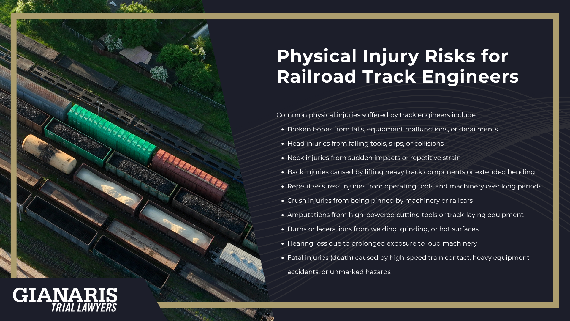 Physical Injury and Chemical Exposure Risks Faced by Railroad Track Engineers; Physical Injury Risks for Railroad Track Engineers