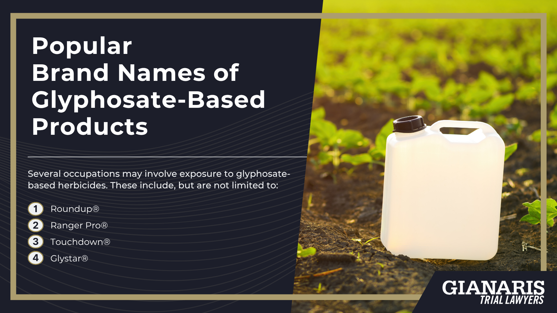 Occupational Exposures to Cancerous Weed Killers; Popular Brand Names of Glyphosate-Based Products