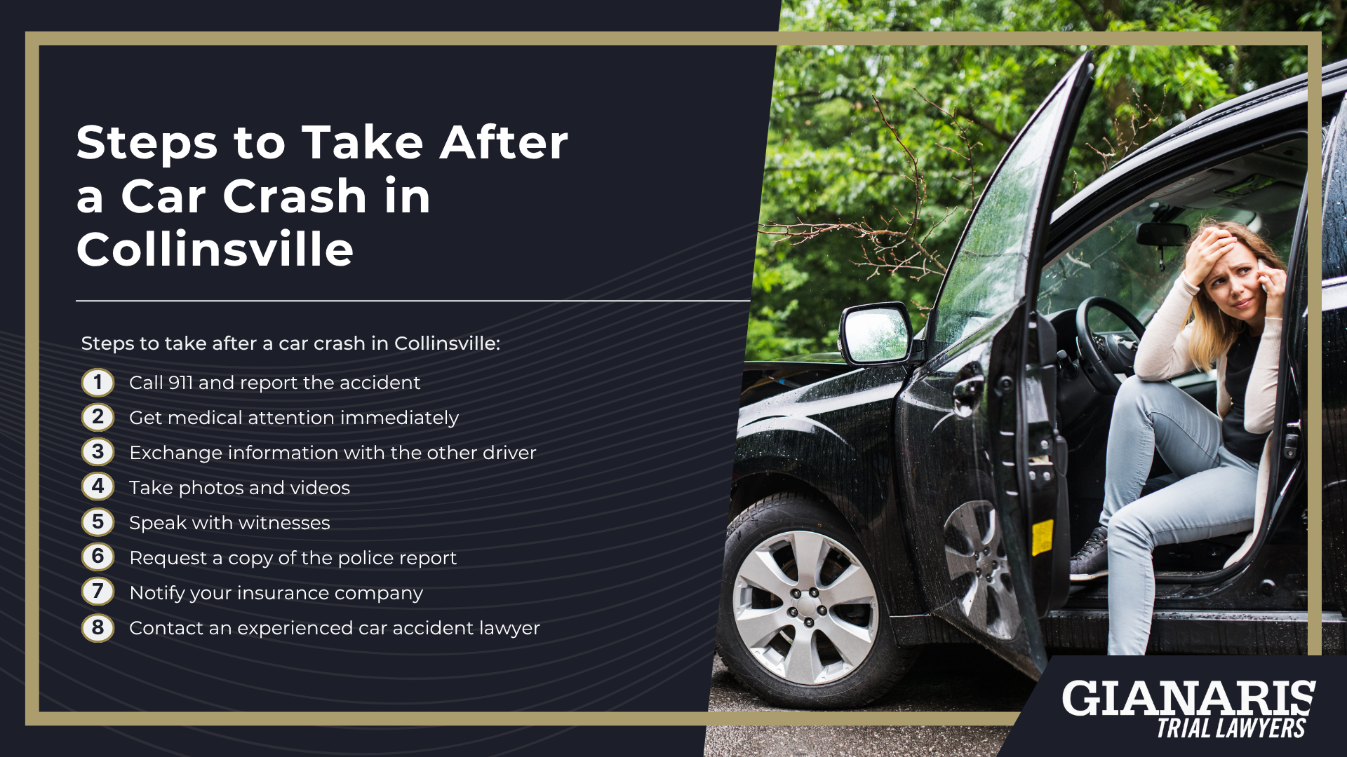 Meet Our Team of Experienced Collinsville Car Accident Lawyers; How Much Does it Cost to Hire a Car Accident Attorney from Gianaris Trial Lawyers; The Legal Process for a Car Accident Claim in Collinsville, IL; Illinois Insurance Coverage Laws for Auto Accidents; Types of Negligent Car Accidents; Meet Our Team of Experienced Collinsville Car Accident Lawyers; How Much Does it Cost to Hire a Car Accident Attorney from Gianaris Trial Lawyers; The Legal Process for a Car Accident Claim in Collinsville, IL; Illinois Insurance Coverage Laws for Auto Accidents; Types of Negligent Car Accidents; Steps to Take After a Car Crash in Collinsville