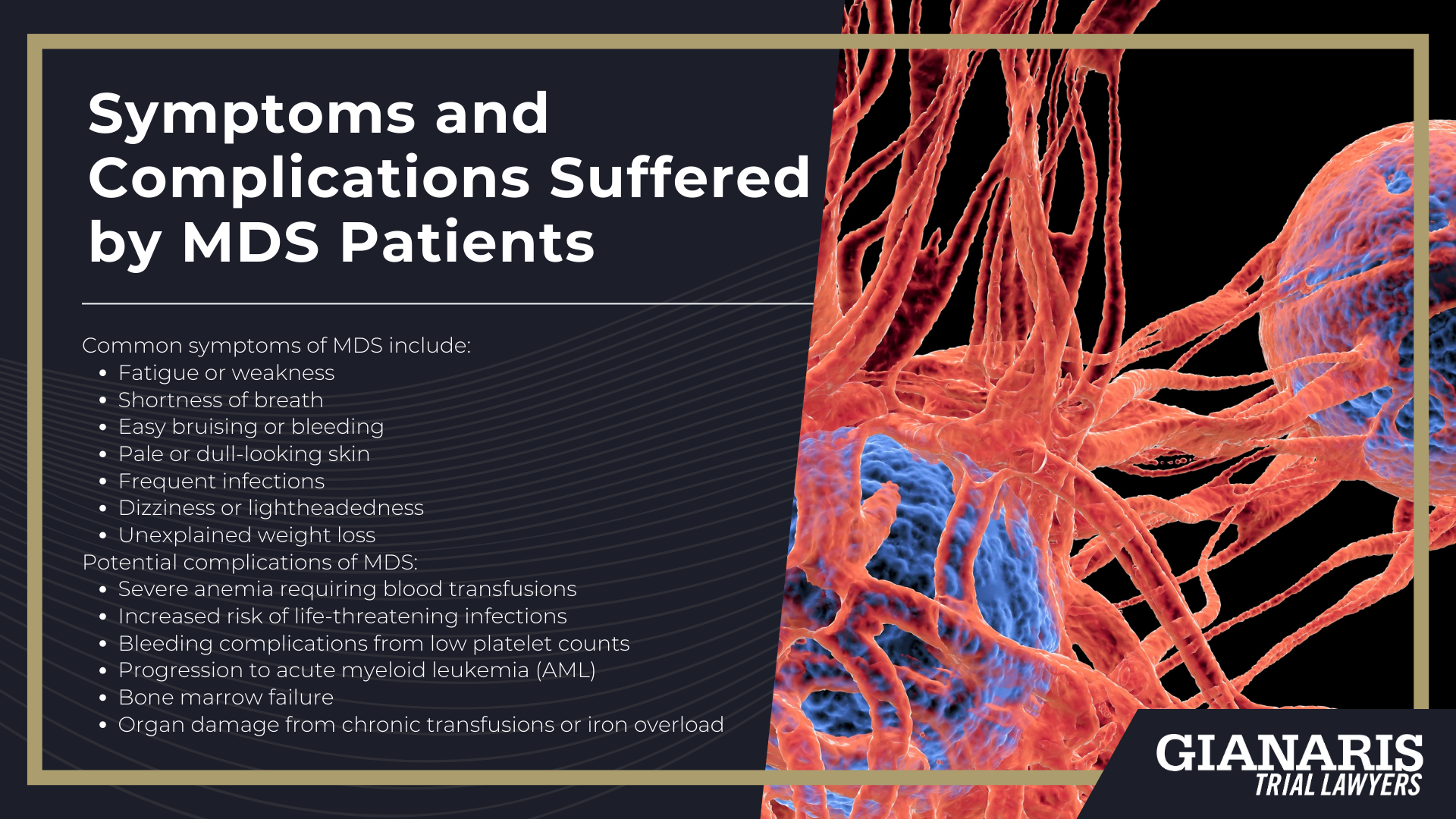 How are Myelodysplastic Syndromes Linked to the Railroad Industry; Railroad Jobs Linked to an Increased Risk of Myelodysplastic Syndromes; About Myelodysplastic Syndromes (MDS); Symptoms and Complications Suffered by MDS Patients