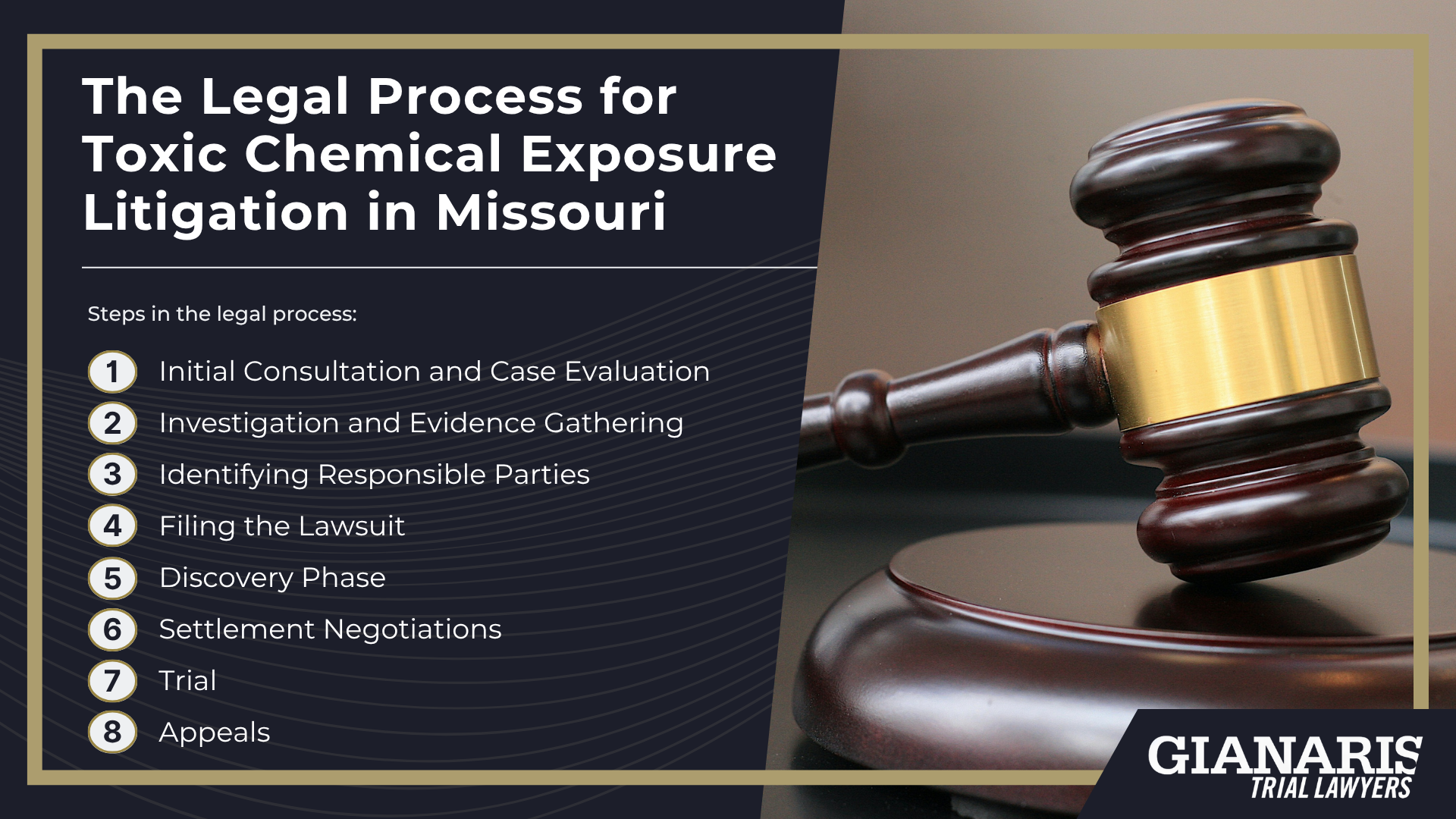 Meet Our Team of Toxic Chemical Exposure Attorneys; Types of Toxic Chemical Exposure Cases We Handle; St. Louis is a Hotspot for Toxic Industries and Chemical Exposure; Health Conditions Potentially Linked to Toxic Exposure in St Louis; The Legal Process for Toxic Chemical Exposure Litigation in Missouri