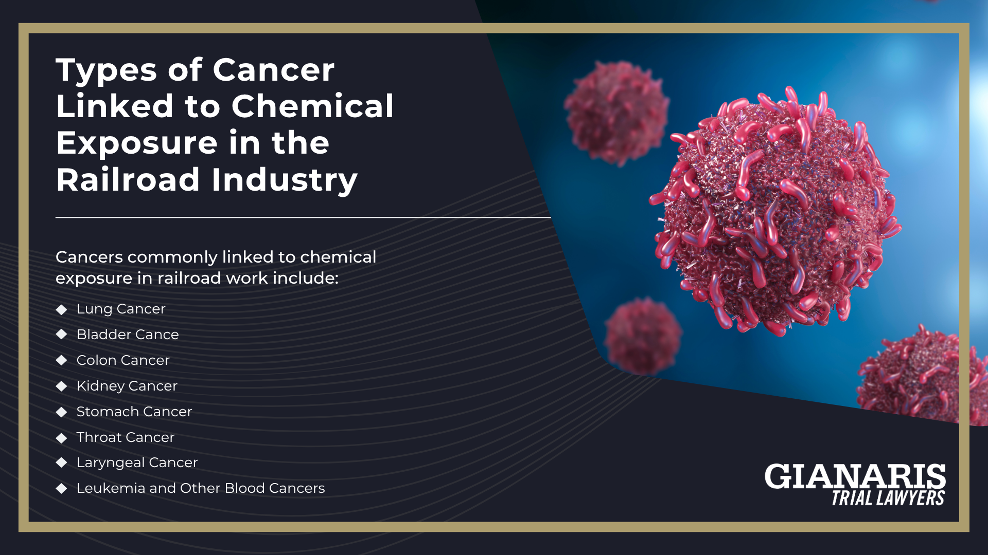 Types of Occupational Exposures on the Railroad Linked to Cancer Risk; Types of Cancer Linked to Chemical Exposure in the Railroad Industry