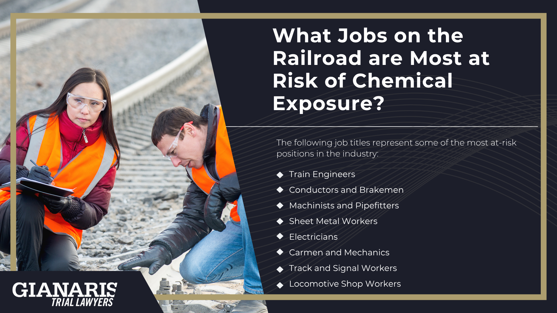 Serious Health Risks Faced by Railroad Workers; Types of Chemical Exposure in the Railroad Industry; What Jobs on the Railroad are Most at Risk of Chemical Exposure