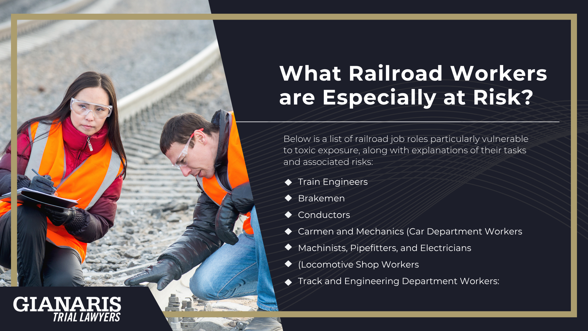 Meet Our Experienced Railroad Cancer Lawyer_ Ted Gianaris; Diesel Exhaust, Locomotive Crews & Cancer; How Much Does it Cost to Hire an Experienced Attorney from Gianaris Trial Lawyers?; Railroad Worker Cancer Diagnosis_ Toxic Chemicals Linked to Increased Risk of Serious Illnesses; What Railroad Workers are Especially at Risk