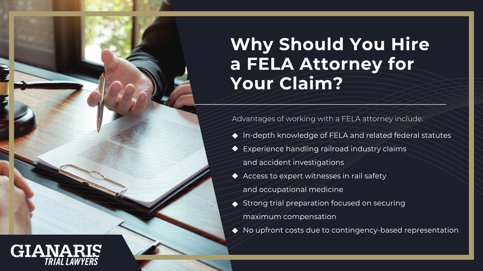 Ted Gianaris_ Experienced FELA Lawyer Based in the St. Louis Area; How Much Does it Cost to Hire a FELA Lawyer from Gianaris Trial Lawyers; An Overview of the Federal Employers Liability Act (FELA); Types of Injures Commonly Claimed Under FELA (2); How Long Do You Have to File a FELA Claim; Why Should You Hire a FELA Attorney for Your Claim