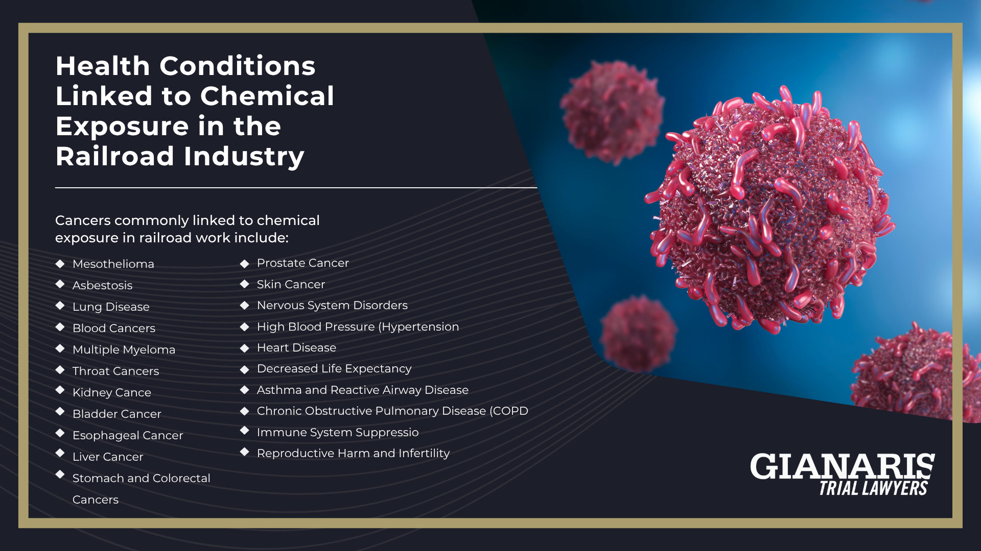 Common Types of Chemical Exposure in the Railroad Industry; How Chemical Exposure Happens on the Job_ Routes, Tasks, and Risk Factors; Major Rail Yards in the St Louis MetWork Environments with the Highest Exposure Risksropolitan Area Potentially Linked to Cancer; Health Conditions Linked to Chemical Exposure in the Railroad Industry