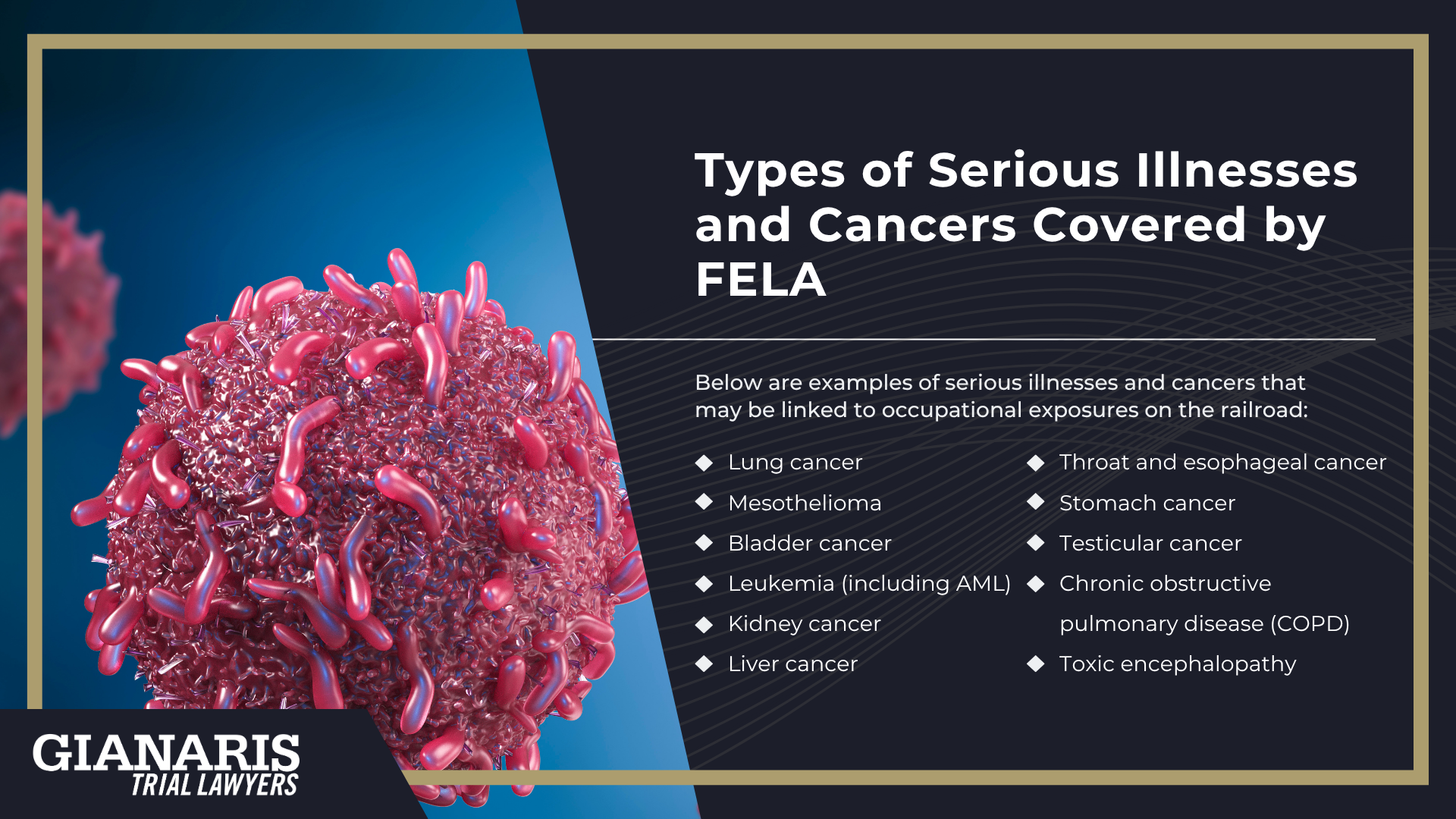 Types of Physical Injuries Covered by FELA; What To Do After an On-The-Job Injury as a Railroad Worker; Types of Serious Illnesses and Cancers Covered by FELA