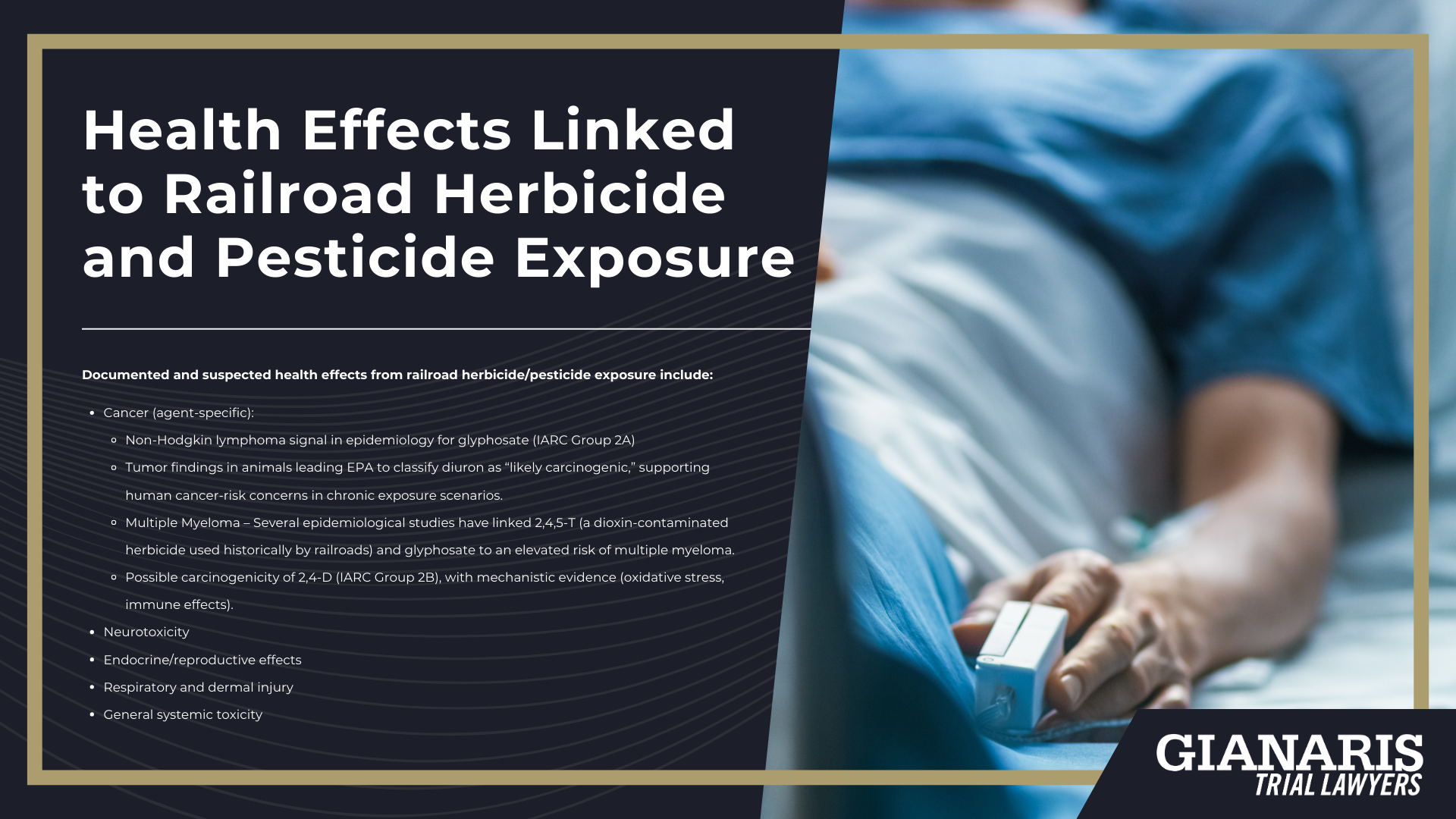 How are Railroad Workers Exposed to Herbicides and Pesticides; Which Herbicides and Pesticides are Used in the Railroad Industry; Health Effects Linked to Railroad Herbicide and Pesticide Exposure