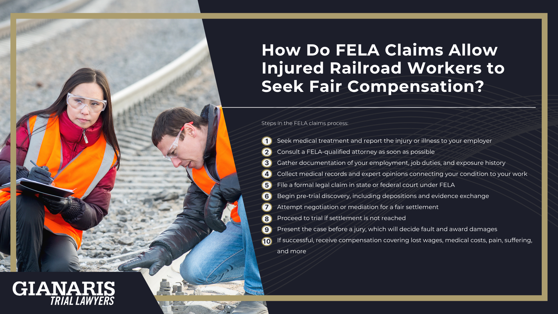 Physical Injury and Chemical Exposure Risks Faced by Railroad Conductors; Physical Injury Risks for Railroad Conductors; Chemical Exposure Risks for Railroad Conductors; How Do FELA Claims Allow Injured Railroad Workers to Seek Fair Compensation
