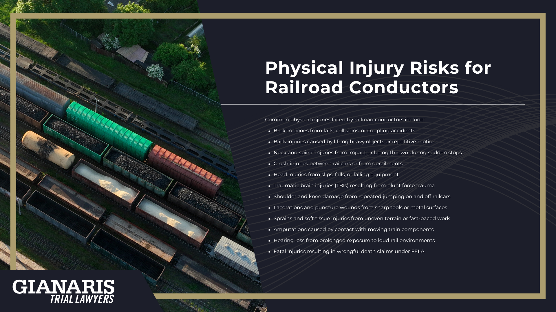 Physical Injury and Chemical Exposure Risks Faced by Railroad Conductors; Physical Injury Risks for Railroad Conductors