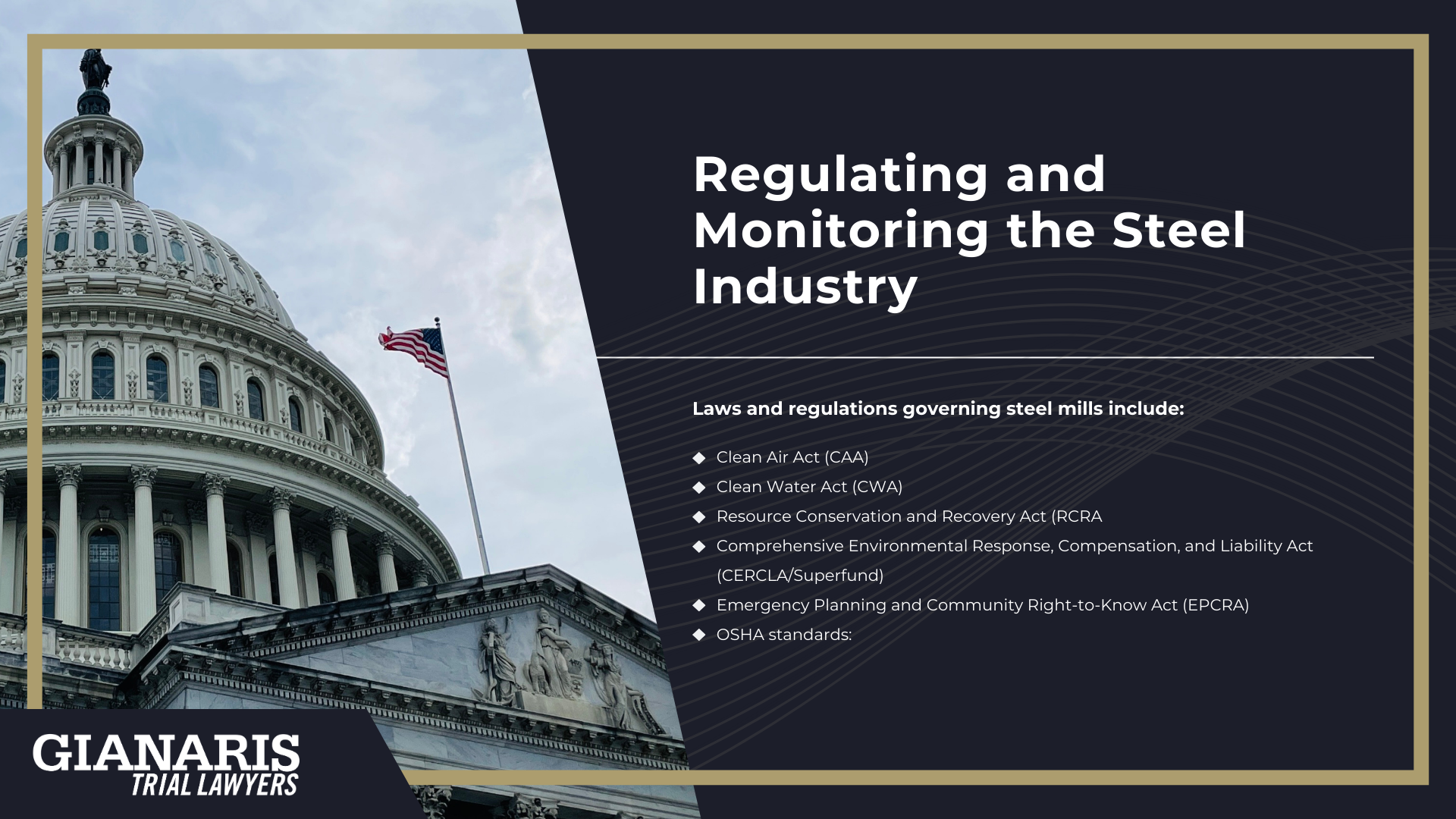 What is a Steel Plant; Types of Chemicals and Pollutants from Steel Production; Occupational Exposure Risks; Community Exposure Risks; Health Impacts of the Steel Industry; Non-Cancer Health Impacts of Steel Plants; Regulating and Monitoring the Steel Industry