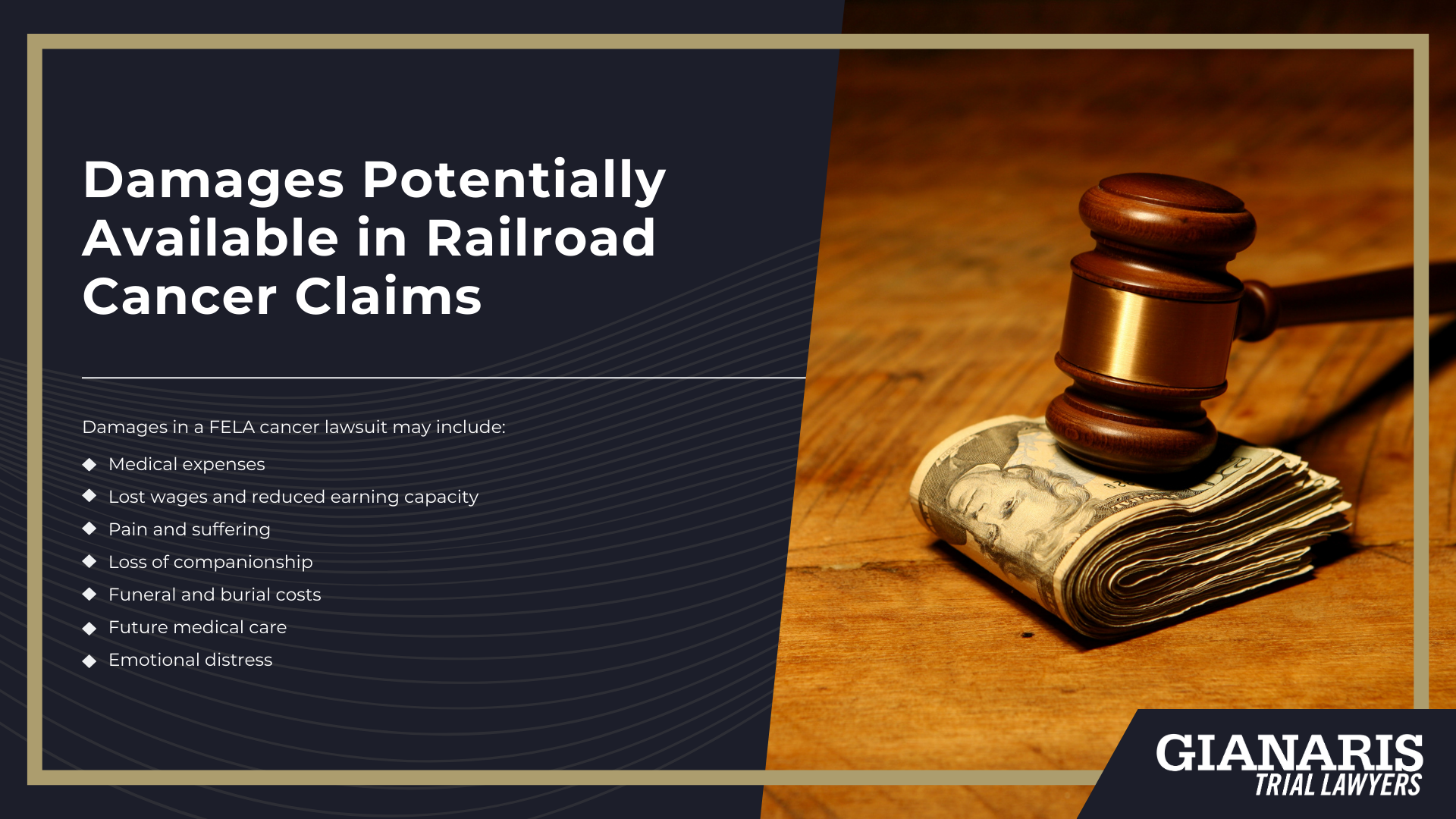 What Types of Cancer are Most Often Linked to Railroad Work; Toxic Substances Railroad Workers Are Exposed To; The Legal Rights of Railroad Workers Diagnosed with Cancer; The Legal Process for a FELA Cancer Lawsuit; Damages Potentially Available in Railroad Cancer Claims