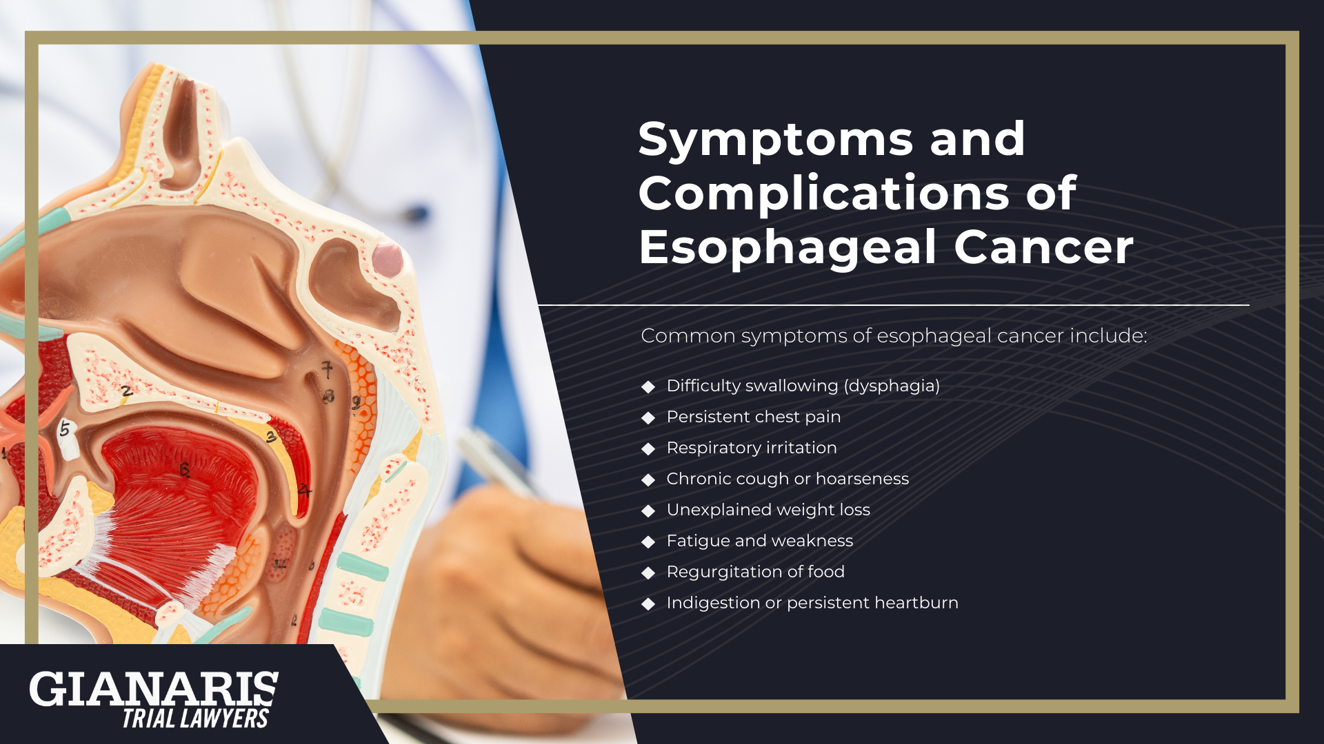 How is Esophageal Cancer Linked to the Railroad Industry; Substances Linked to Esophageal Cancer in Railroad Work; About Esophageal Cancer; Symptoms and Complications of Esophageal Cancer