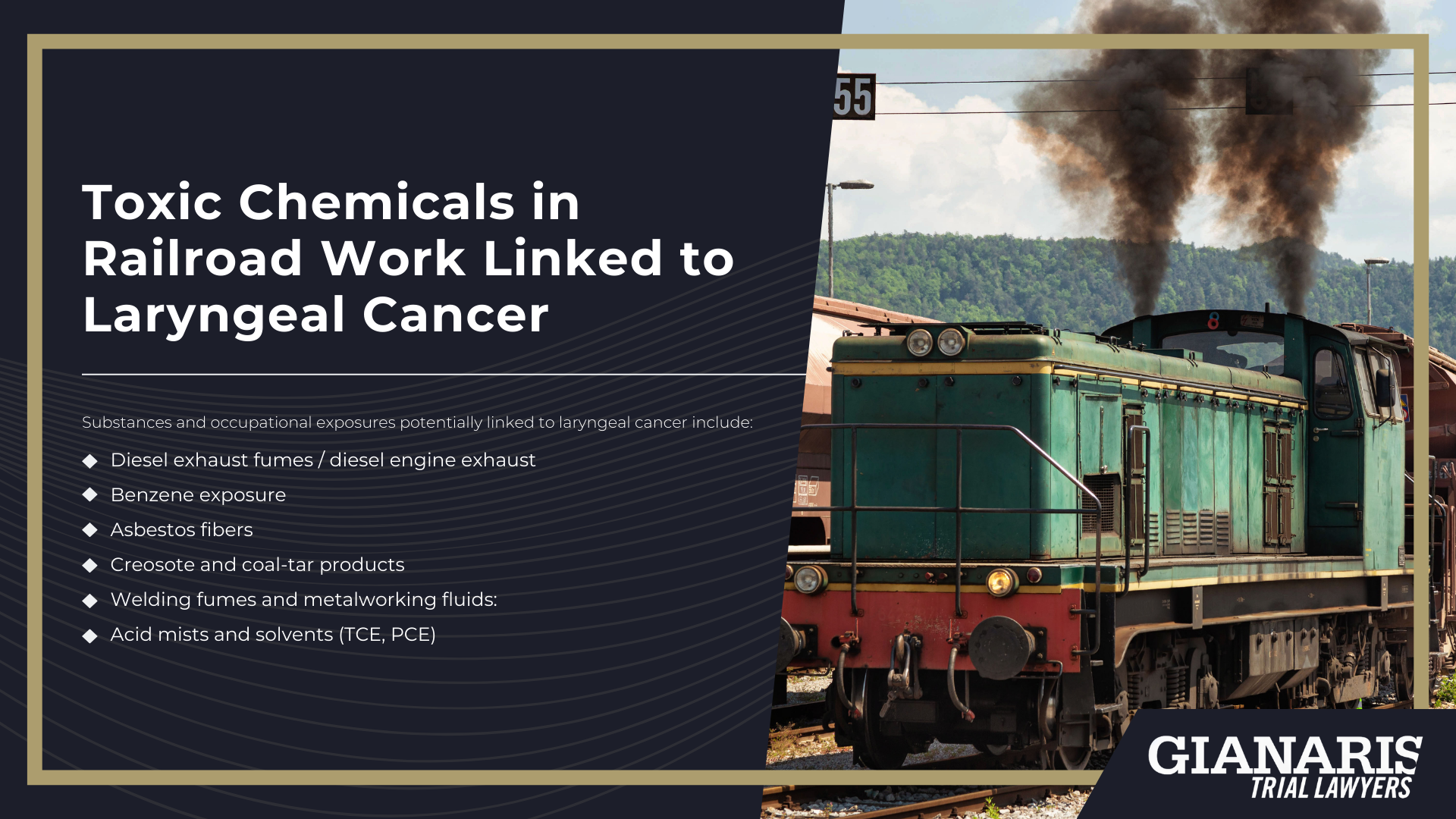 How is Laryngeal Cancer Linked to the Railroad Industry; Toxic Chemicals in Railroad Work Linked to Laryngeal Cancer