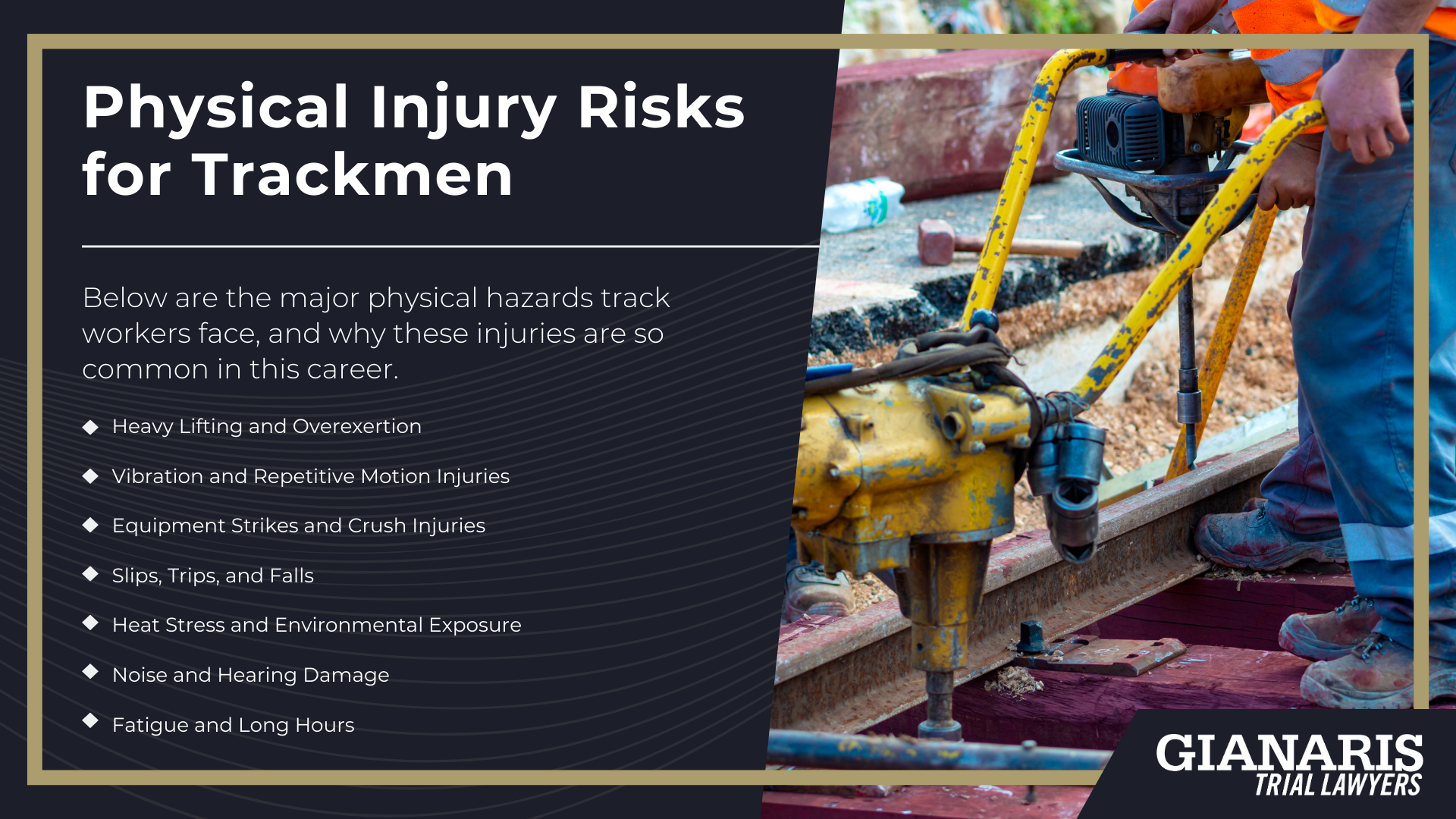 What a Trackman Does on the Railroad; Core Daily Responsibilities; Tools and Equipment Used By a Trackman; Where Trackmen Work; Why the Job Is Hazardous; Physical Injury Risks for Trackmen