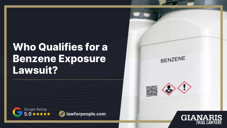Who Qualifies for a Benzene Exposure Lawsuit; Understanding Eligibility in Benzene Exposure Claims; Why Benzene Lawsuits Focus on Exposure History and Medical Diagnosis; Documented Benzene Exposure_ The First Qualification Requirement; Occupational Benzene Exposure_ High-Risk Industries and Job Roles; Environmental and Community Exposure to Benzene; Medical Conditions Commonly Associated With Benzene Exposure; Other Blood and Bone Marrow Disorders Linked to Benzene Exposure; Acute Myeloid Leukemia (AML) and Related Leukemias; Diagnosis Can Often Come Years After Initial Exposure to Benzene; Do You Qualify for a Benzene Exposure Lawsuit; Common Evidence Used in a Benzene Exposure Lawsuit; Potential Compensation in a Benzene Exposure Claim; Who Typically Does NOT Qualify for a Benzene Exposure Lawsuit; Gianaris Trial Lawyers_ Investigating Benzene Lawsuits