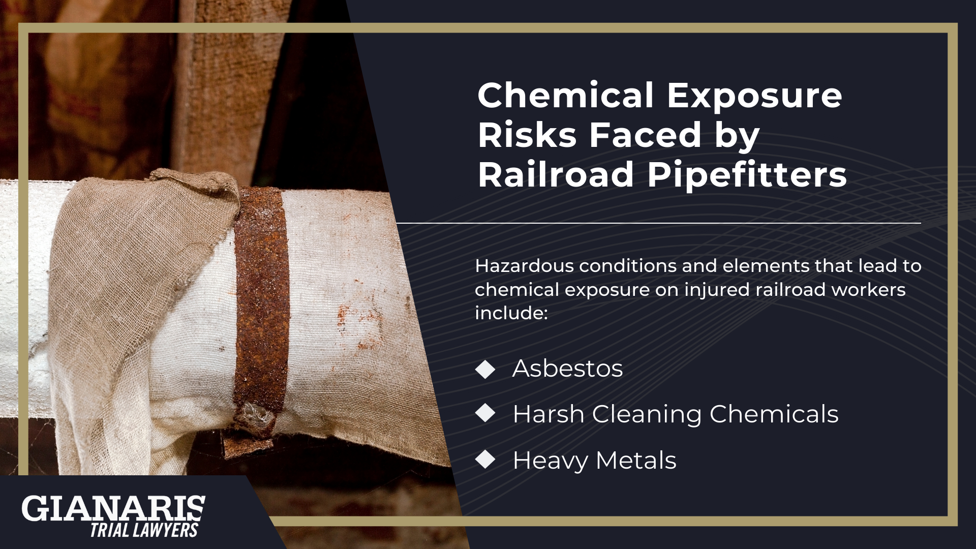 Railroad Pipefitters A Critical Yet High-Risk Role in the Railroad Industry; Physical Injury and Chemical Exposure Faced by Railroad Pipefitters; Physical Injuries; Chemical Exposure Risks Faced by Railroad Pipefitters