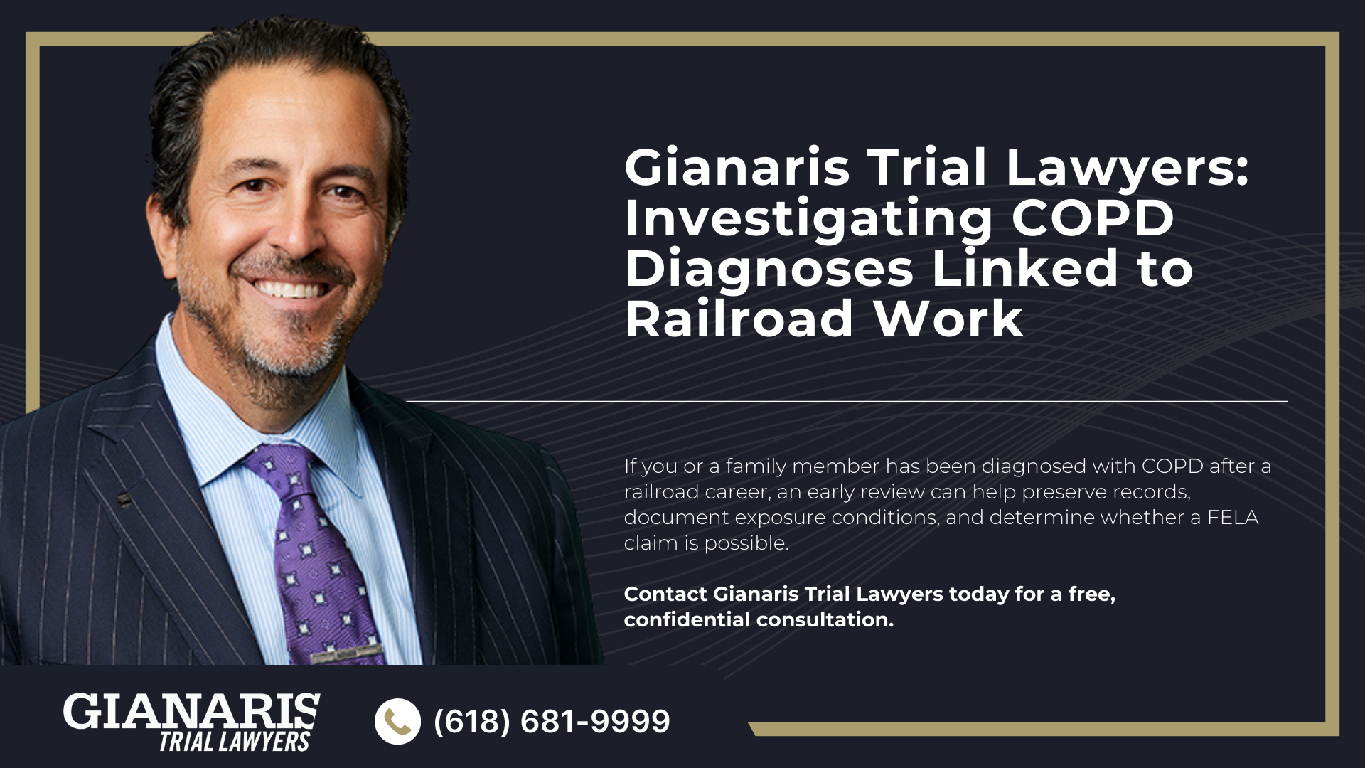 What is Chronic Obstructive Pulmonary Disease (COPD); COPD Symptoms and Daily Impact; How Railroad Work Can Contribute to COPD; Can You File a FELA Claim for Railroad COPD; Gathering Evidence for a Railroad COPD Claim; Damages in Railroad Pulmonary Fibrosis Cases; Gianaris Trial Lawyers_ Investigating COPD Diagnoses Linked to Railroad Work
