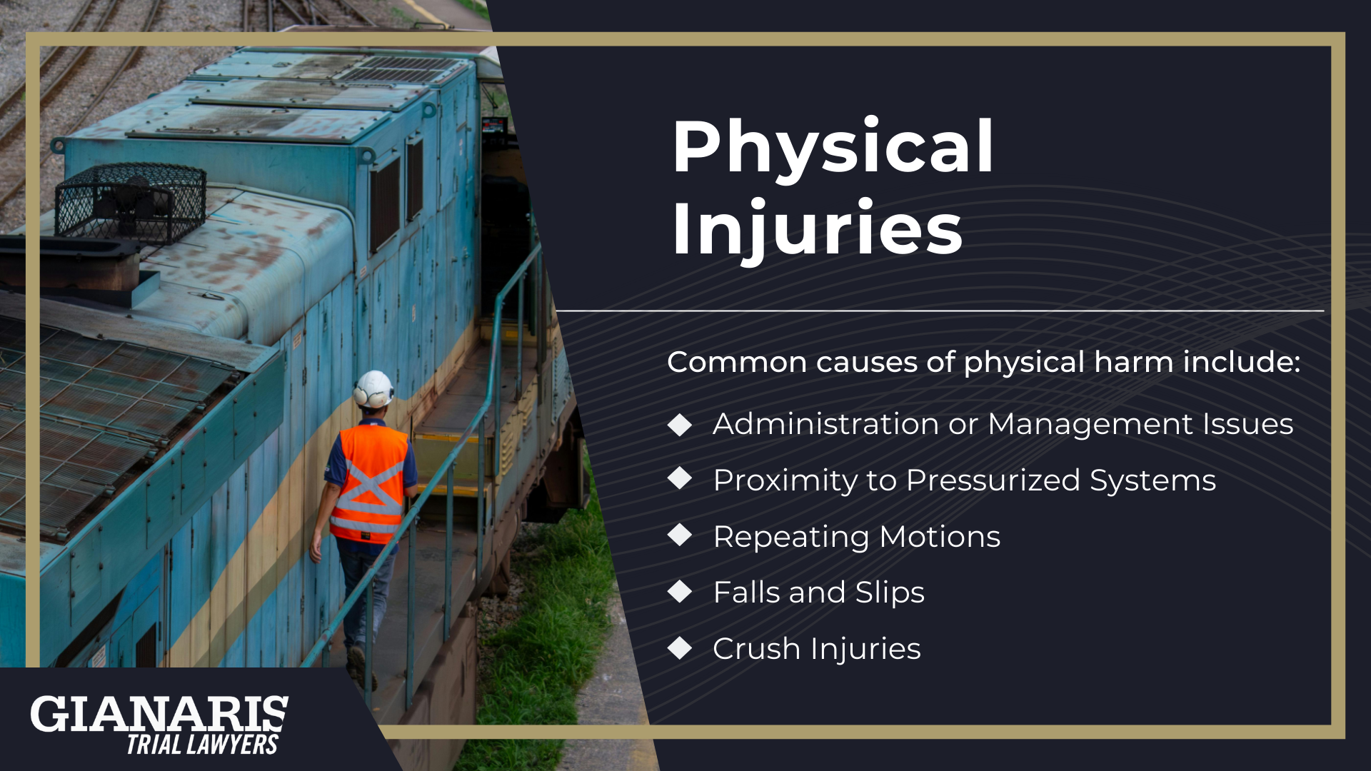 Railroad Pipefitters A Critical Yet High-Risk Role in the Railroad Industry; Physical Injury and Chemical Exposure Faced by Railroad Pipefitters; Physical Injuries
