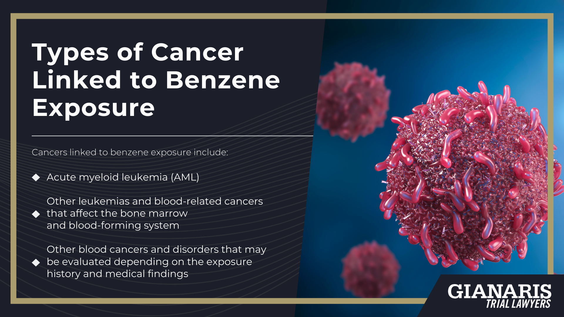 What Is Benzene; How Are People Exposed To Benzene; Occupational Exposure to Benzene; Health Effects Linked To Benzene Exposure; Types of Cancer Linked to Benzene Exposure