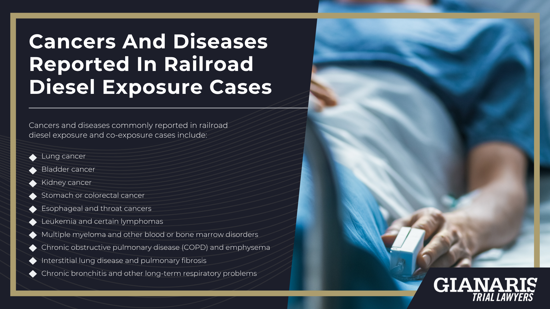 Overview_ Chicago Union Station Toxic Exposure Investigation; Documented Air-Quality Problems At Chicago Union Station; Types Of Toxic Exposures At Chicago Union Station; Jobs And Work Histories Most Likely To Involve Exposure at Union Station; Cancers And Diseases Reported In Railroad Diesel Exposure Cases