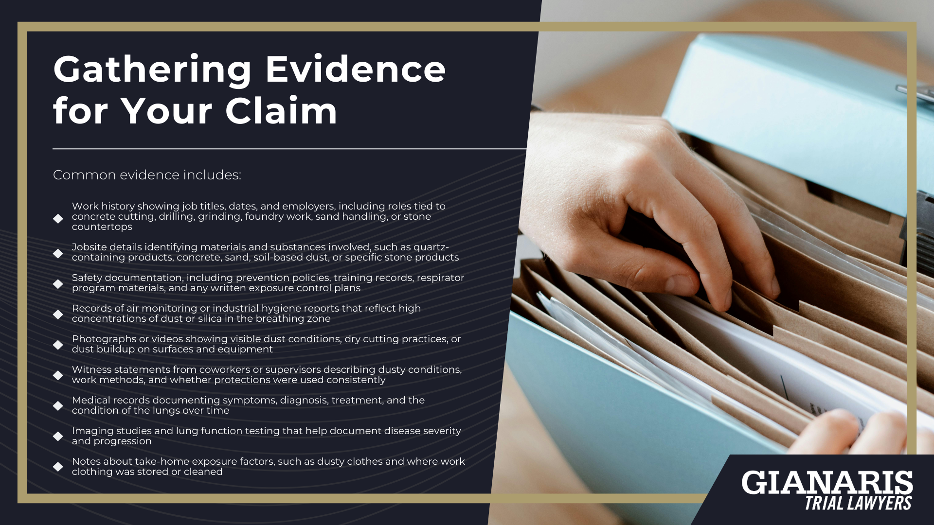What Is Silica dust?; Who Is Most At Risk For Silica Exposure?; Workplace Safety Regulations for Silica; Health Effects of Silica Exposure; Do You Qualify For a Silica Exposure Lawsuit; Gathering Evidence for Your Claim